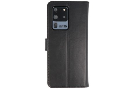 BAOHU Rico Vitello Echt Lederen Booktype Hoesje - Hoesje Geschikt voor Samsung Galaxy S20 Ultra - Zwart