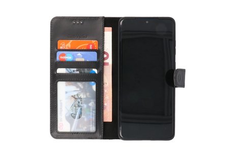 BAOHU Rico Vitello Echt Lederen Booktype Hoesje - Hoesje Geschikt voor Samsung Galaxy S20 Ultra - Zwart