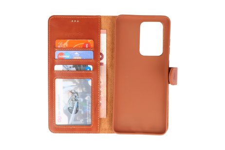 BAOHU Rico Vitello Echt Lederen Booktype Hoesje - Hoesje Geschikt voor Samsung Galaxy S20 Ultra - Bruin