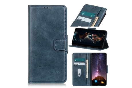 BAOHU Zakelijke Book Case Telefoonhoesje Geschikt voor de Samsung Galaxy A71 5G - Portemonnee Hoesje - Pasjeshouder Wallet Case - Blauw
