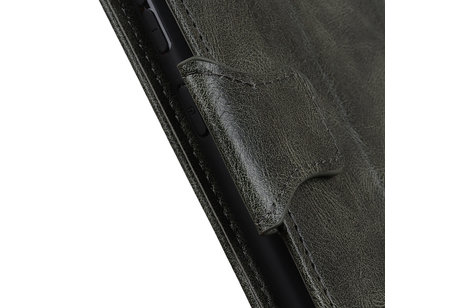 BAOHU Zakelijke Book Case Telefoonhoesje Geschikt voor de Samsung Galaxy M31 - Portemonnee Hoesje - Pasjeshouder Wallet Case - Donker Groen