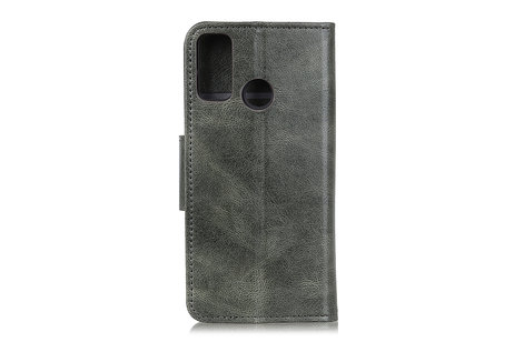 BAOHU Zakelijke Book Case Telefoonhoesje Geschikt voor de Samsung Galaxy M31 - Portemonnee Hoesje - Pasjeshouder Wallet Case - Donker Groen