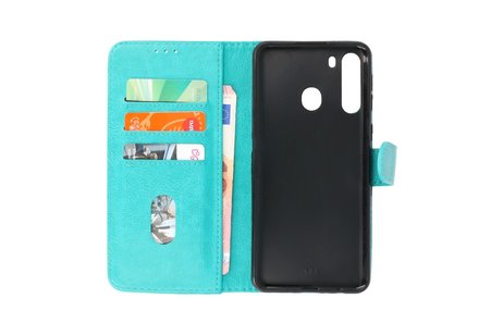 BAOHU Hoesje Geschikt voor Samsung Galaxy A21 - Kaarthouder Book Case Telefoonhoesje - Groen