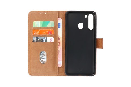 BAOHU Hoesje Geschikt voor Samsung Galaxy A21 - Kaarthouder Book Case Telefoonhoesje - Bruin