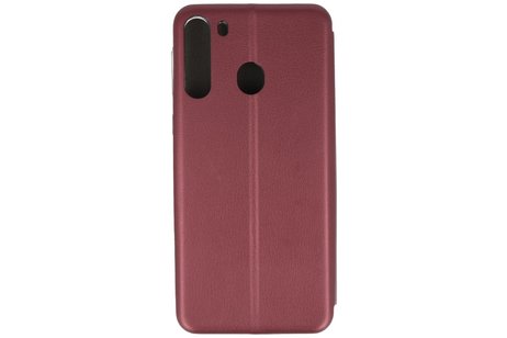 Slim Folio Case - Book Case Telefoonhoesje - Folio Flip Hoesje - Geschikt voor Samsung Galaxy A21 - Bordeaux Rood