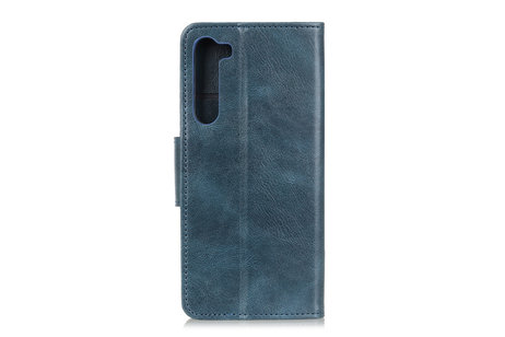 BAOHU Zakelijke Book Case Telefoonhoesje Geschikt voor OnePlus Nord - Portemonnee Hoesje - Pasjeshouder Wallet Case - Blauw