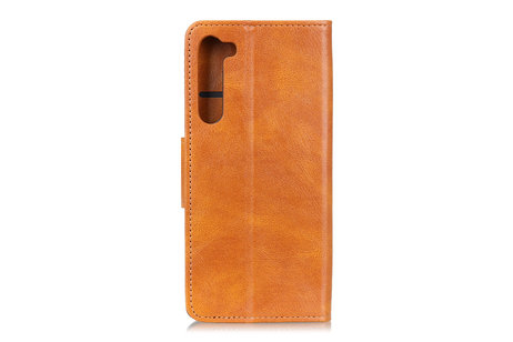 BAOHU Zakelijke Book Case Telefoonhoesje Geschikt voor OnePlus Nord - Portemonnee Hoesje - Pasjeshouder Wallet Case - Bruin