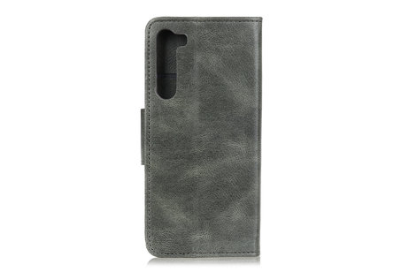 BAOHU Zakelijke Book Case Telefoonhoesje Geschikt voor OnePlus Nord - Portemonnee Hoesje - Pasjeshouder Wallet Case - Donker Groen