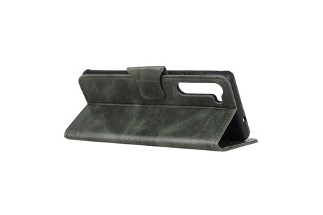 BAOHU Zakelijke Book Case Telefoonhoesje Geschikt voor OnePlus Nord - Portemonnee Hoesje - Pasjeshouder Wallet Case - Donker Groen