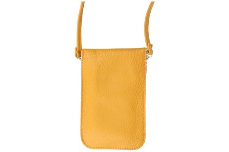 BAOHU Echt Lederen Schoudertasje - Geel