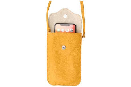 BAOHU Echt Lederen Schoudertasje - Geel