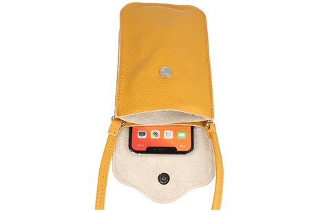 BAOHU Echt Lederen Schoudertasje - Geel