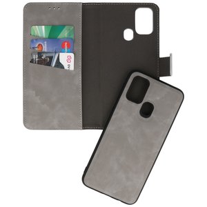 BAOHU 2 in 1 Book Case Telefoonhoesje - Hoesje Geschikt voor Samsung Galaxy M31 - Grijs