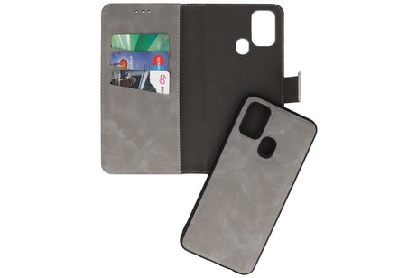 BAOHU 2 in 1 Book Case Telefoonhoesje - Hoesje Geschikt voor Samsung Galaxy M31 - Grijs