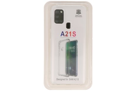 Schokbestendig Back Cover Hoesje - Shockproof Telefoonhoesje -  Geschikt voor Samsung Galaxy A21s - Transparant