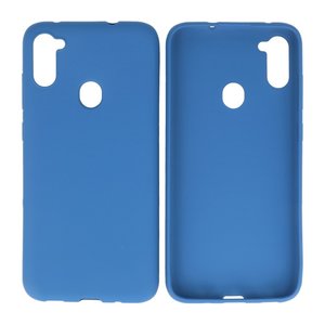 BAOHU Hoesje Geschikt voor de Samsung Galaxy A11 - Backcover Color Telefoonhoesje - Navy