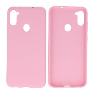 BAOHU Hoesje Geschikt voor de Samsung Galaxy A11 - Backcover Color Telefoonhoesje - Roze