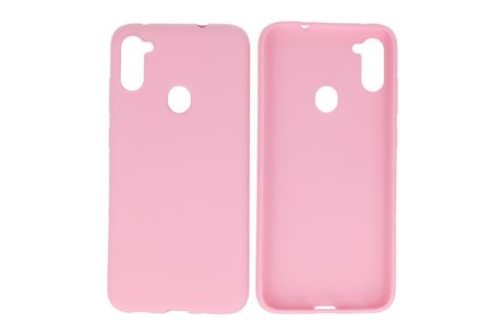 BAOHU Hoesje Geschikt voor de Samsung Galaxy A11 - Backcover Color Telefoonhoesje - Roze