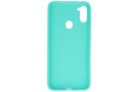 BAOHU Hoesje Geschikt voor de Samsung Galaxy A11 - Backcover Color Telefoonhoesje - Turquoise