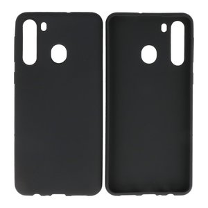 BAOHU Hoesje Geschikt voor de Samsung Galaxy A21 - Backcover Color Telefoonhoesje - Zwart