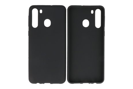 BAOHU Hoesje Geschikt voor de Samsung Galaxy A21 - Backcover Color Telefoonhoesje - Zwart