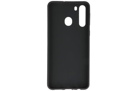 BAOHU Hoesje Geschikt voor de Samsung Galaxy A21 - Backcover Color Telefoonhoesje - Zwart
