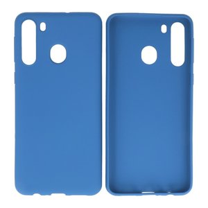 BAOHU Hoesje Geschikt voor de Samsung Galaxy A21 - Backcover Color Telefoonhoesje - Navy