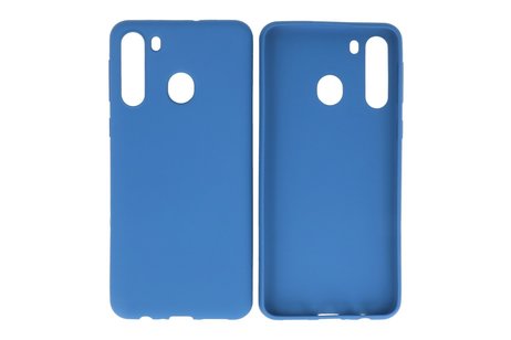 BAOHU Hoesje Geschikt voor de Samsung Galaxy A21 - Backcover Color Telefoonhoesje - Navy