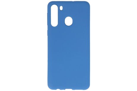 BAOHU Hoesje Geschikt voor de Samsung Galaxy A21 - Backcover Color Telefoonhoesje - Navy