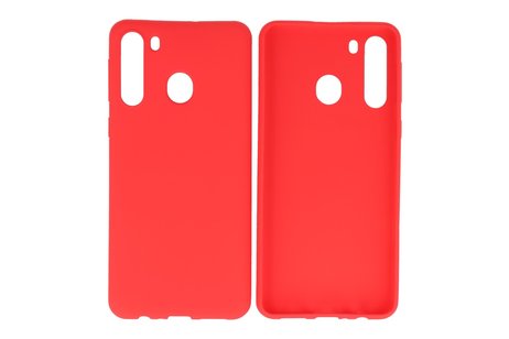 BAOHU Hoesje Geschikt voor de Samsung Galaxy A21 - Backcover Color Telefoonhoesje - Rood