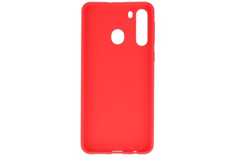 BAOHU Hoesje Geschikt voor de Samsung Galaxy A21 - Backcover Color Telefoonhoesje - Rood