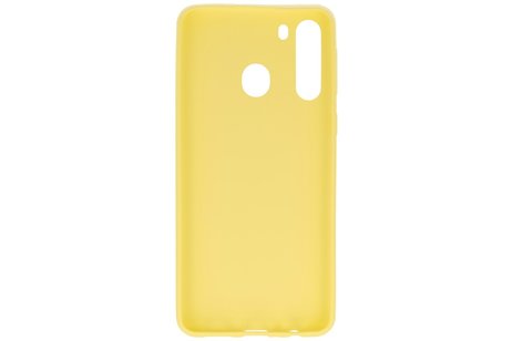BAOHU Hoesje Geschikt voor de Samsung Galaxy A21 - Backcover Color Telefoonhoesje - Geel
