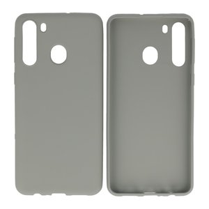 BAOHU Hoesje Geschikt voor de Samsung Galaxy A21 - Backcover Color Telefoonhoesje - Grijs