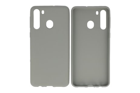 BAOHU Hoesje Geschikt voor de Samsung Galaxy A21 - Backcover Color Telefoonhoesje - Grijs
