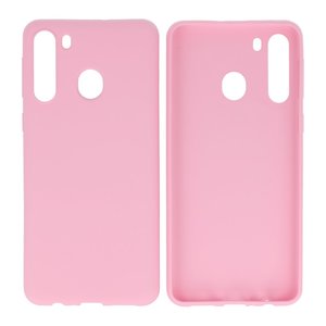 BAOHU Hoesje Geschikt voor de Samsung Galaxy A21 - Backcover Color Telefoonhoesje - Roze