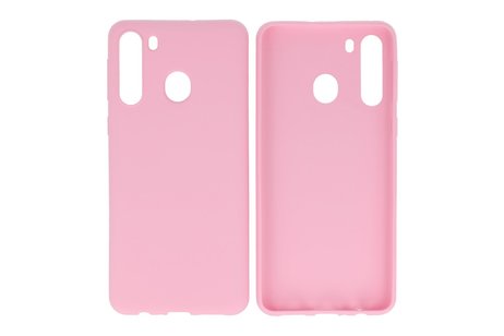 BAOHU Hoesje Geschikt voor de Samsung Galaxy A21 - Backcover Color Telefoonhoesje - Roze