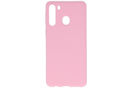 BAOHU Hoesje Geschikt voor de Samsung Galaxy A21 - Backcover Color Telefoonhoesje - Roze