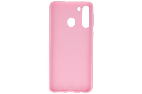 BAOHU Hoesje Geschikt voor de Samsung Galaxy A21 - Backcover Color Telefoonhoesje - Roze