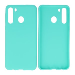 BAOHU Hoesje Geschikt voor de Samsung Galaxy A21 - Backcover Color Telefoonhoesje - Turquoise