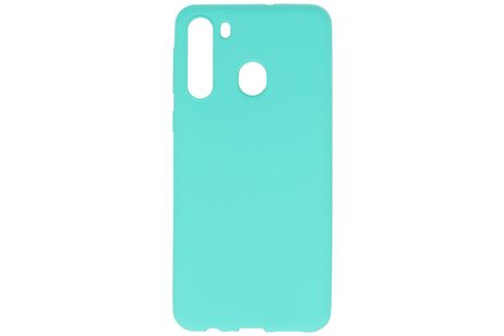 BAOHU Hoesje Geschikt voor de Samsung Galaxy A21 - Backcover Color Telefoonhoesje - Turquoise
