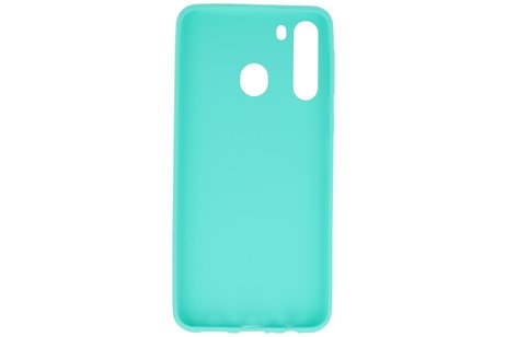 BAOHU Hoesje Geschikt voor de Samsung Galaxy A21 - Backcover Color Telefoonhoesje - Turquoise