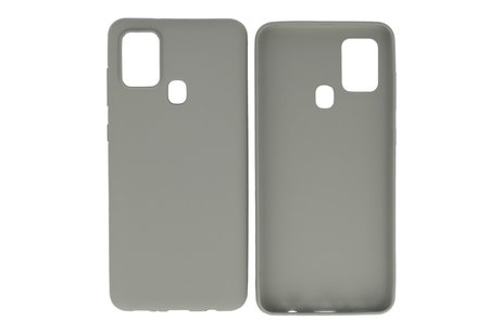 BAOHU Hoesje Geschikt voor de Samsung Galaxy A21s - Backcover Color Telefoonhoesje - Grijs