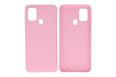BAOHU Hoesje Geschikt voor de Samsung Galaxy A21s - Backcover Color Telefoonhoesje - Roze