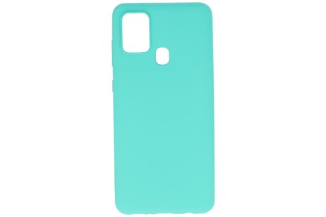 BAOHU Hoesje Geschikt voor de Samsung Galaxy A21s - Backcover Color Telefoonhoesje - Turquoise