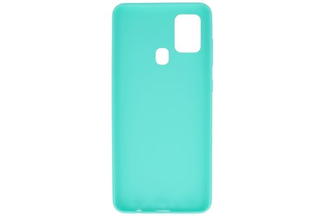 BAOHU Hoesje Geschikt voor de Samsung Galaxy A21s - Backcover Color Telefoonhoesje - Turquoise