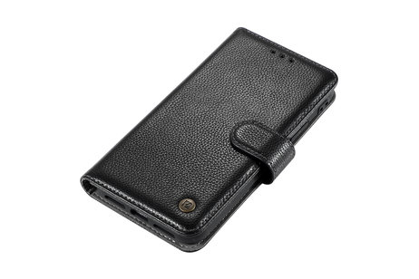 BAOHU Echt Lederen Book Case Hoesje - Leren Portemonnee Telefoonhoesje - Geschikt voor iPhone 12 mini - Zwart