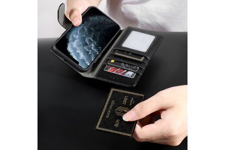 BAOHU Echt Lederen Book Case Hoesje - Leren Portemonnee Telefoonhoesje - Geschikt voor iPhone 12 mini - Zwart