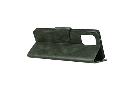 BAOHU Zakelijke Book Case Telefoonhoesje Geschikt voor de iPhone 12 Mini - Portemonnee Hoesje - Pasjeshouder Wallet Case - Donker Groen