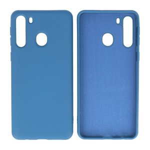 BAOHU Hoesje Geschikt voor de Samsung Galaxy A21 - Fashion Color Backcover Telefoonhoesje - Navy