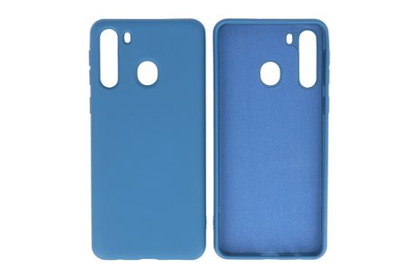 BAOHU Hoesje Geschikt voor de Samsung Galaxy A21 - Fashion Color Backcover Telefoonhoesje - Navy